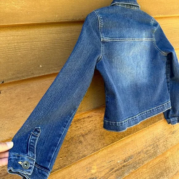 Children’s Place Dark Blue Button Up Denim Girls Jean Jacket Size 16 - Picture 12 of 12